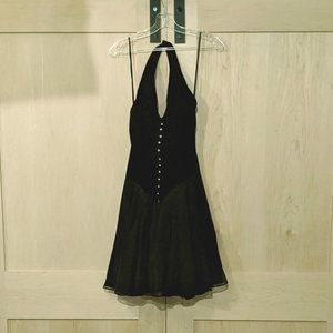 Black velvet v-neck dress